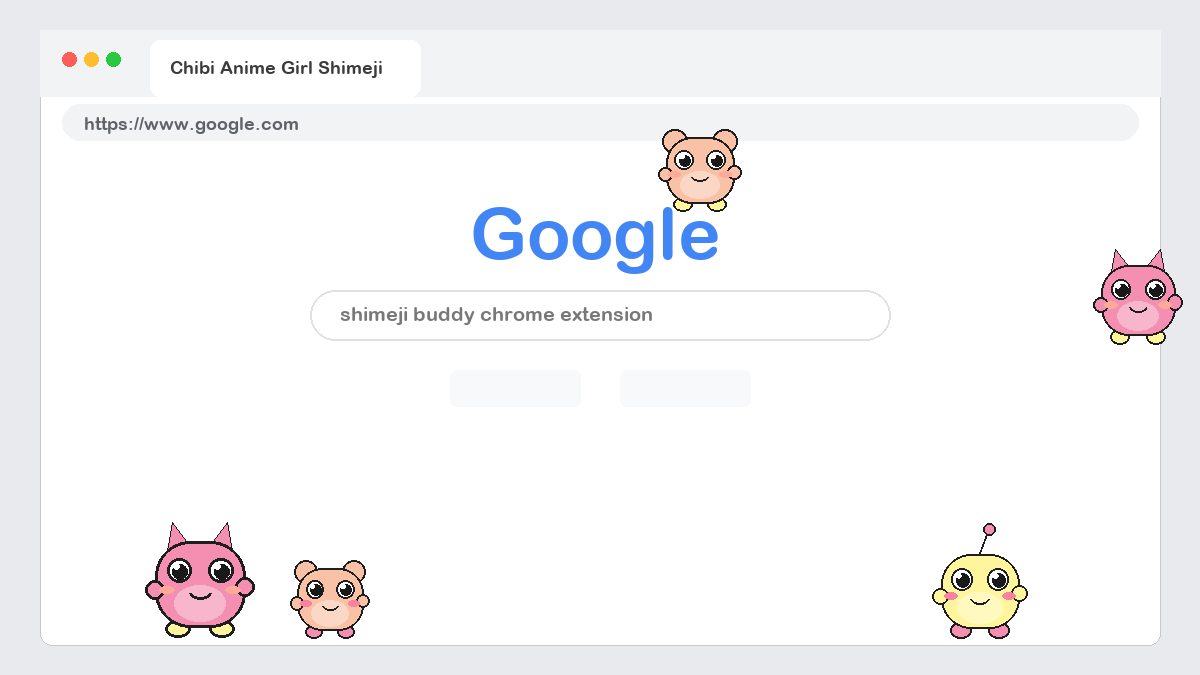 Shimeji Buddy characters walking on a Chrome browser page