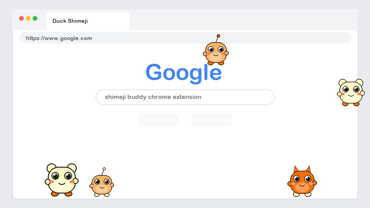 Duck Shimeji walking on a Google Chrome web page