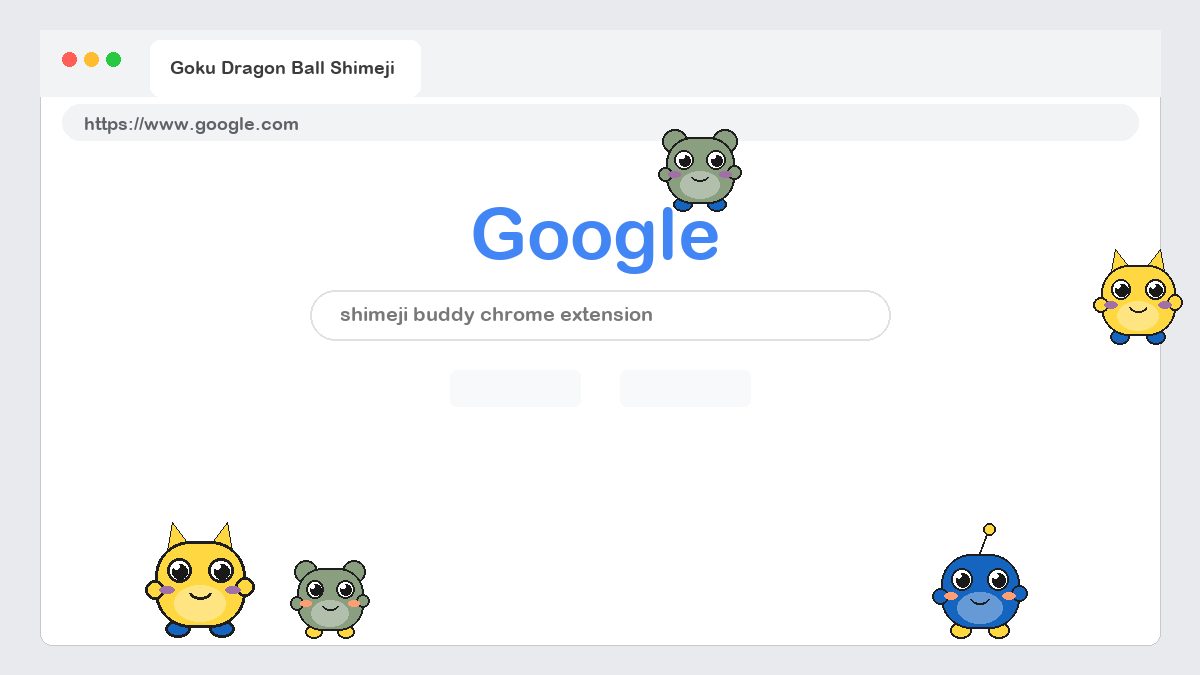 Goku Dragon Ball Shimeji walking on a Google Chrome web page