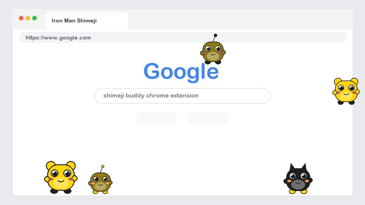 Iron Man Shimeji walking on a Google Chrome web page