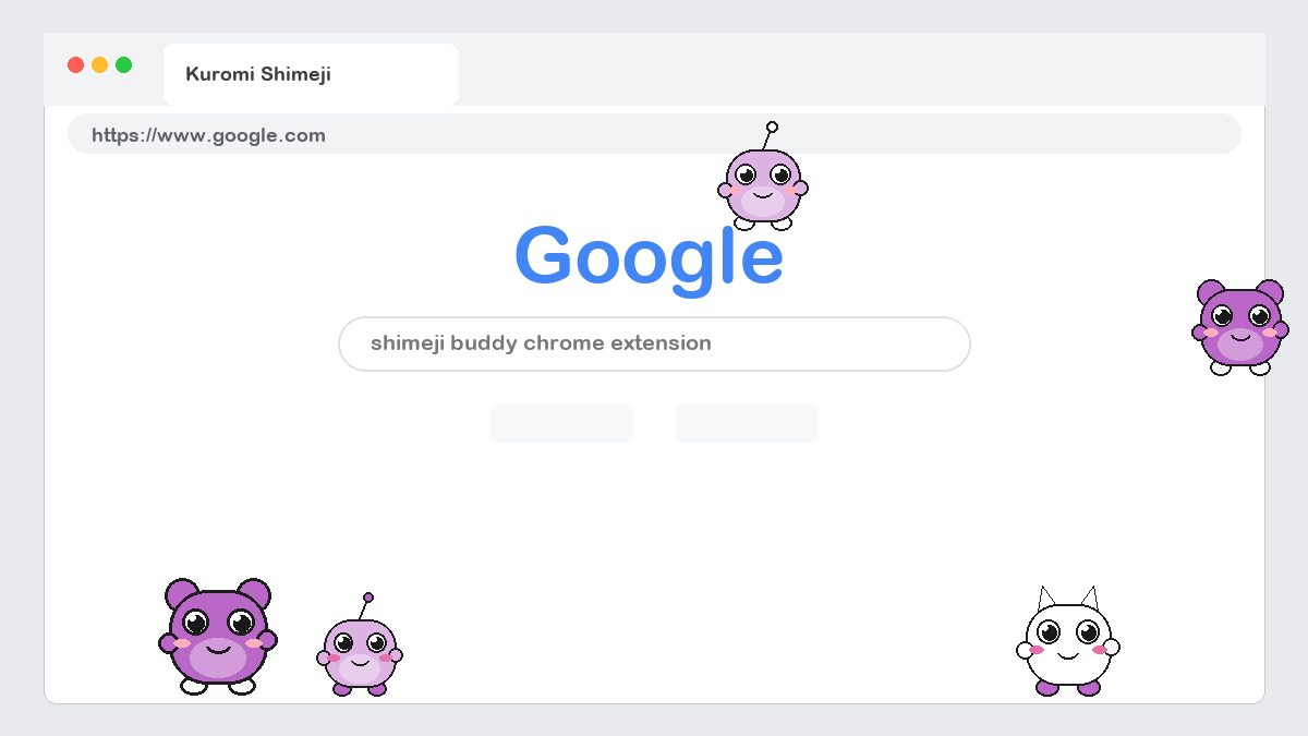 Kuromi Shimeji walking on a Google Chrome web page