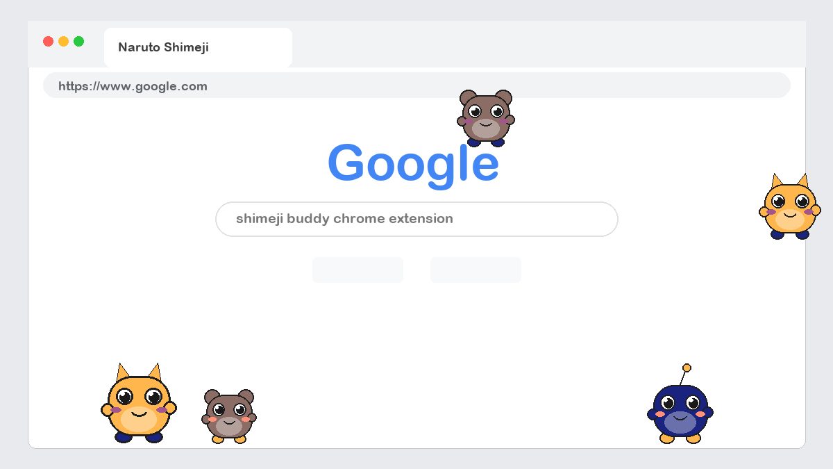 Naruto Shimeji walking on a Google Chrome web page