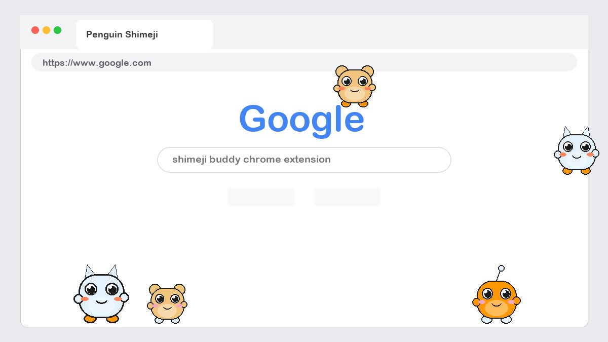 Penguin Shimeji walking on a Google Chrome web page