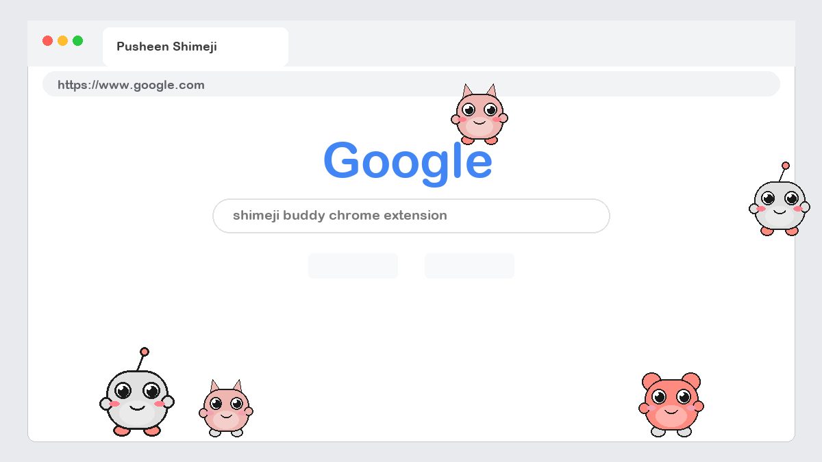 Pusheen Shimeji walking on a Google Chrome web page