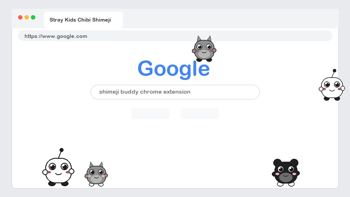 Stray Kids Chibi Shimeji walking on a Google Chrome web page