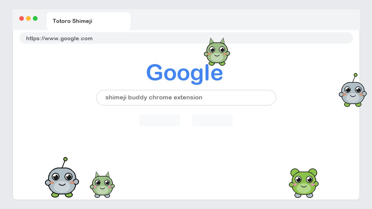 Totoro Shimeji walking on a Google Chrome web page